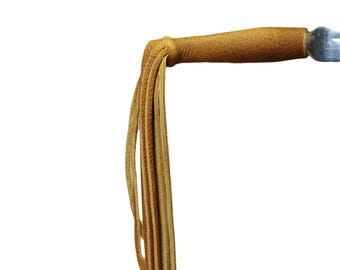 16" Fringe Tan Heavy Duty Leather Motorcycle Lever Covers for HD w/ 16" Fringe and Beads