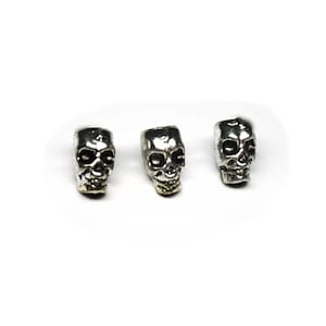 50pc Tibetan Skull Beads w/ 4mm Hole Big Hole Spacer Bead Antique Silver Finish