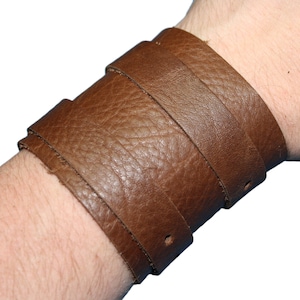 Brown or Black Leather Wrist Cuff Bracelet Arm Wrap