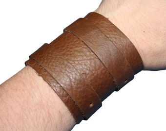 Brown or Black Leather Wrist Cuff Bracelet Arm Wrap