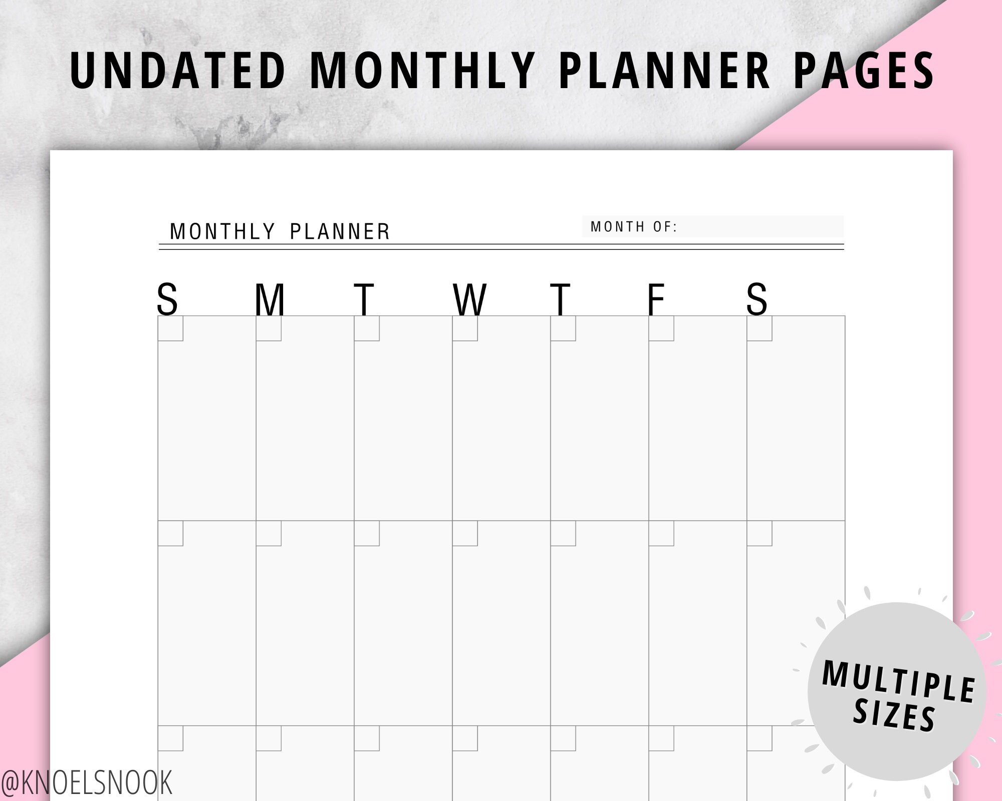 printable happy planner monthly calendar on a page spread