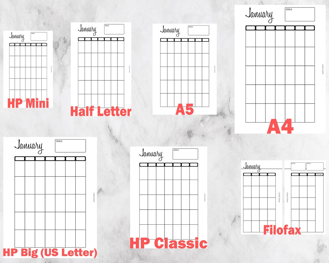 printable happy planner monthly calendar on a page spread