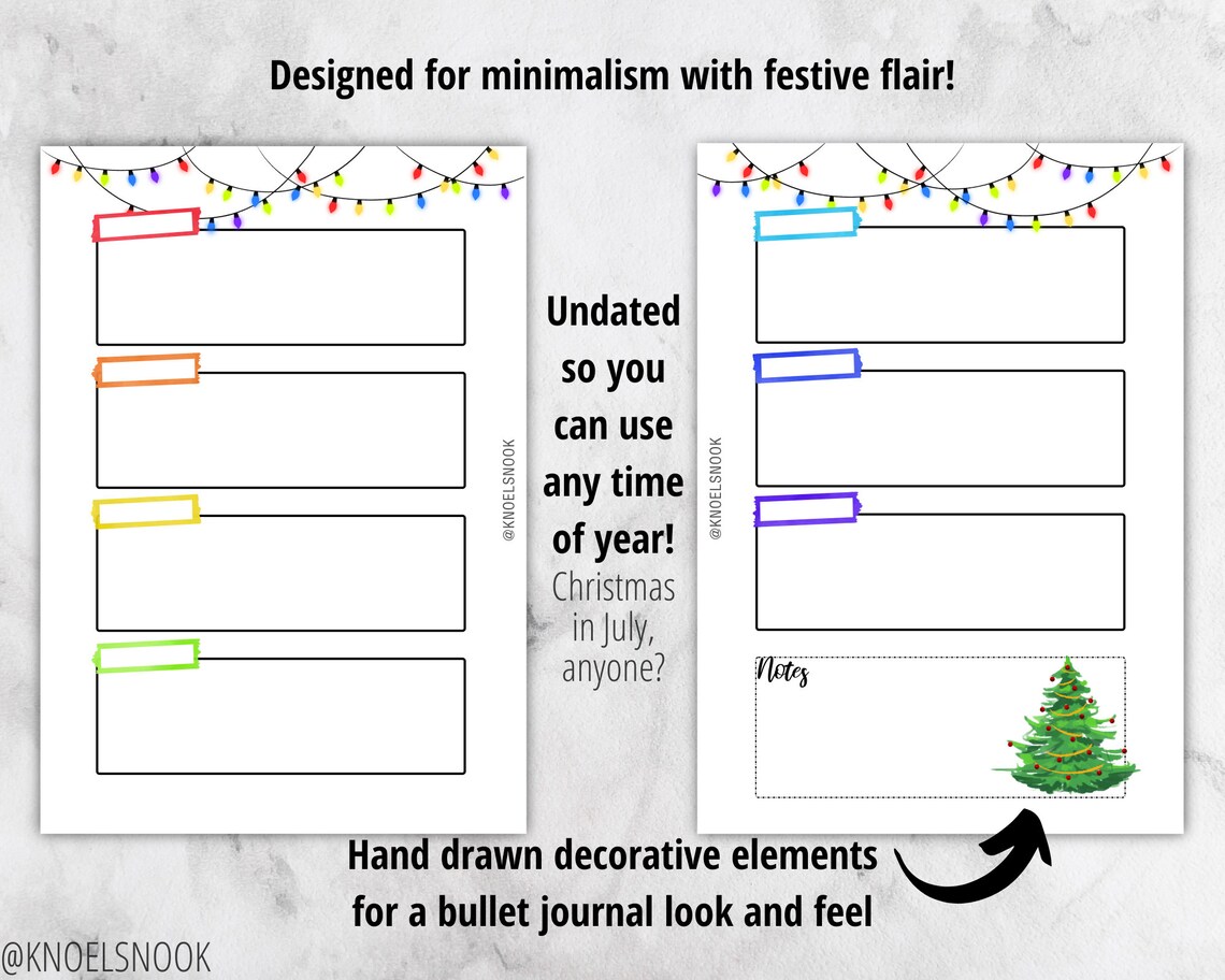 PRINTABLE Happy Planner Winter Christmas Tree Watercolor Art DIY Bullet ...