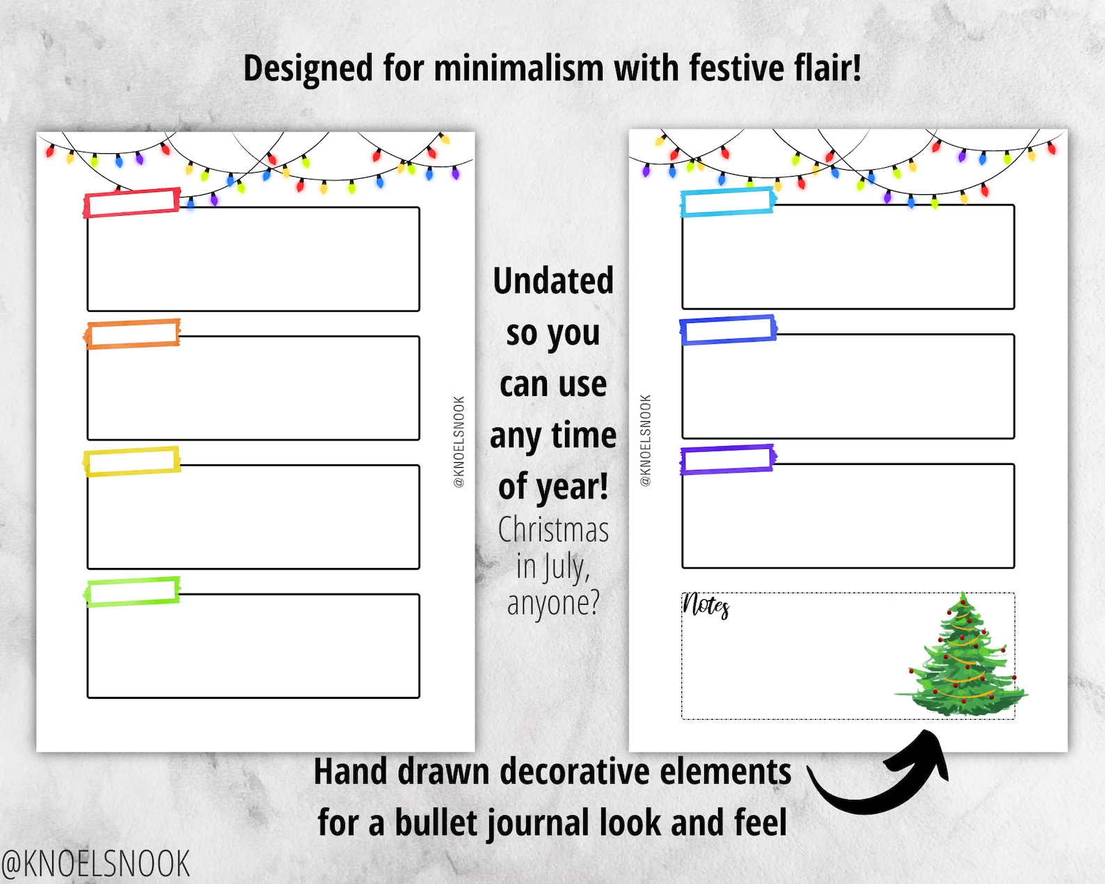 PRINTABLE Happy Planner Winter Christmas Tree Watercolor Art DIY Bullet ...