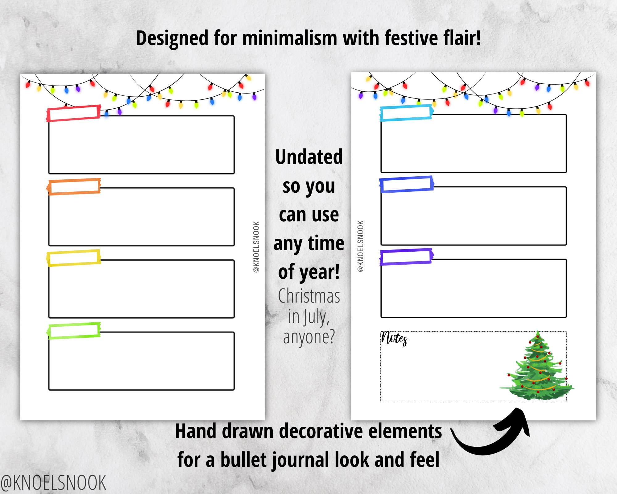 PRINTABLE Happy Planner Winter Christmas Tree Watercolor Art DIY Bullet ...