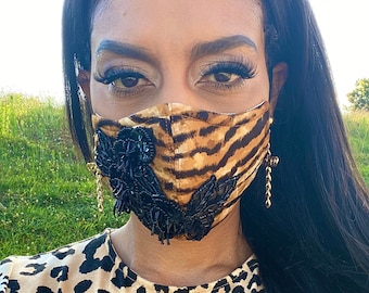 Tiger Printed Embellished Masks