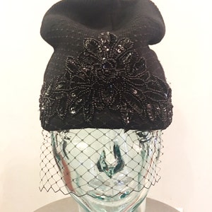 Embellished Knit Hat with Birdcage Veil