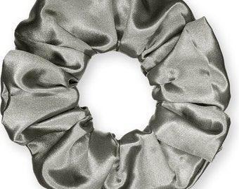 Satin Scrunchies Elegant Bridal Formal Ponytail Holders Bridesmaids Party Fancy Made in the USA Charcoal