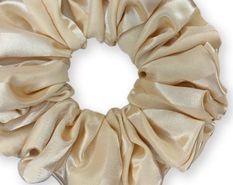 Satin Scrunchies King Size Elegant Bridal Satin XXL Oversized Ponytail Holders Bridesmaids Party Big Fancy Made in the USA Champagne Stripe