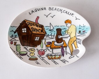 Plat peint à la main Pottery Shack Laguna Beach années 50