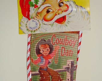 Christmas Stocking Filled Vintage Red Mesh Old Fashioned Decoration 18 inch