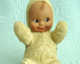 Vintage Red Plush Kewpie Doll With Vinyl Face by Knickerbocker 9