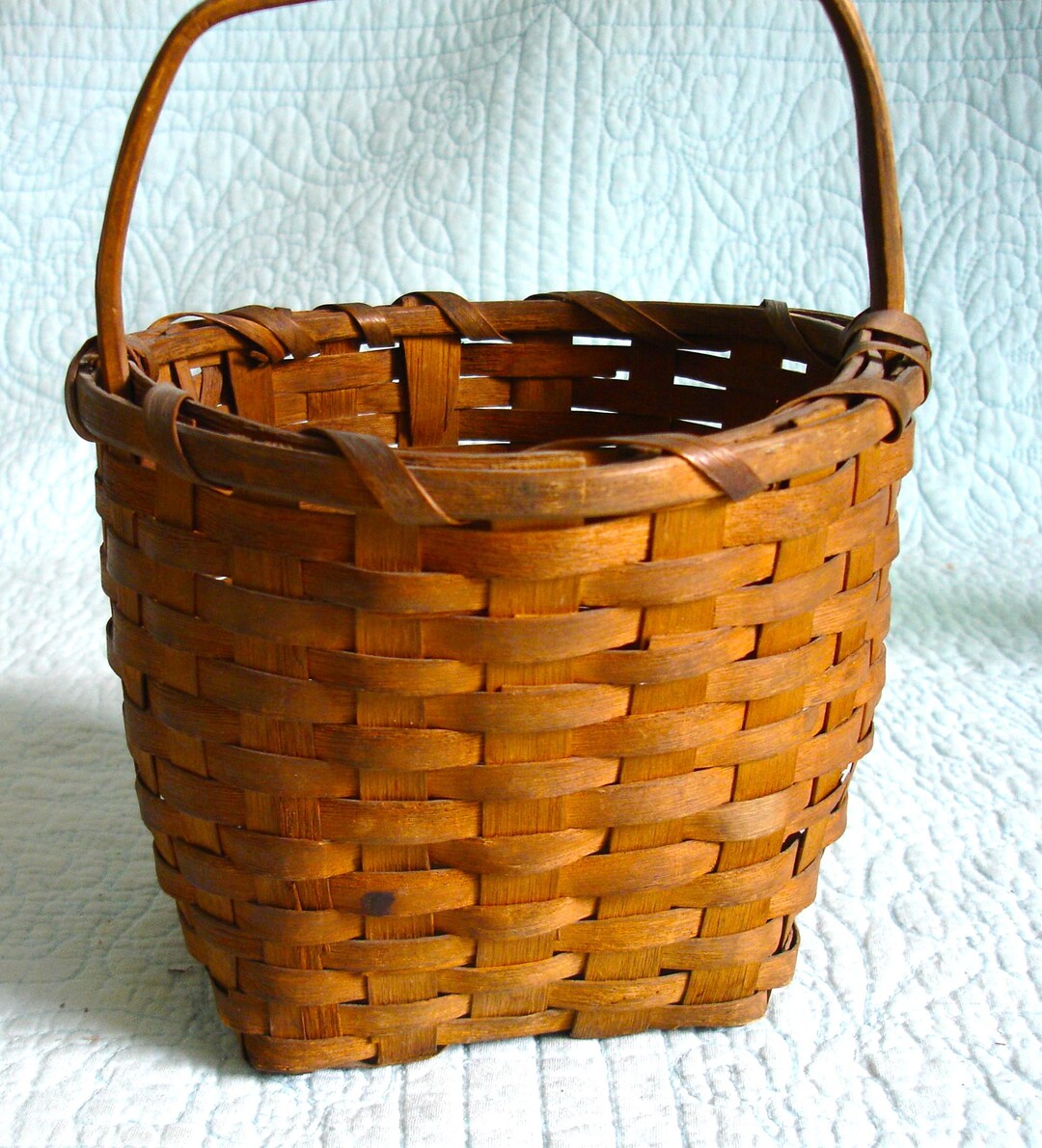 Antique Splint Wood Gathering Basket With Angled Bentwood Handle B7 - Etsy