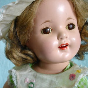 Effanbee Doll PATSY ANN 18.5” 1929 All Composition Antique Doll patent # 1283558 with light brown wig, brown sleep eyes, jointed