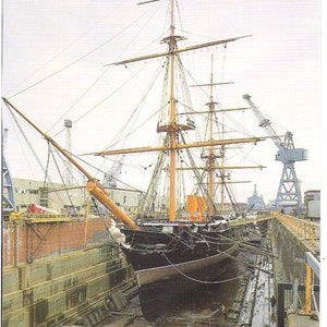 Vintage Postcard of Sailing Ship, Warrior in Drydock, Portsmouth Naval Base  S65