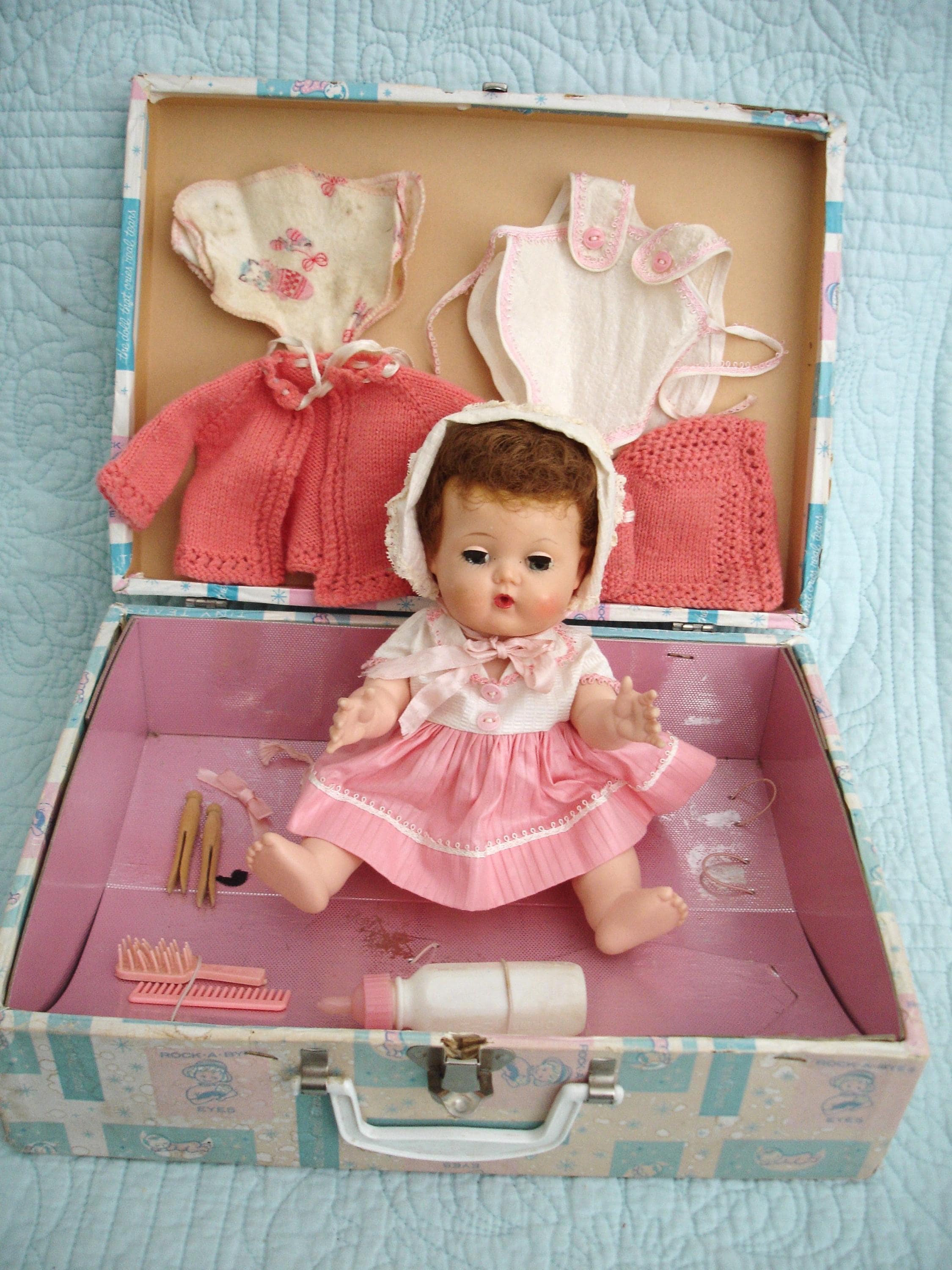 Tiny Tears, American Character Doll, 11.5” 1950s in Original Rock