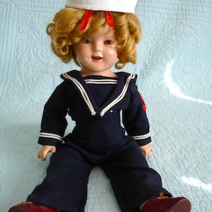 1930’s Shirley Temple Ideal 18” Composition Doll  with Wonderful Sailor Outfit
