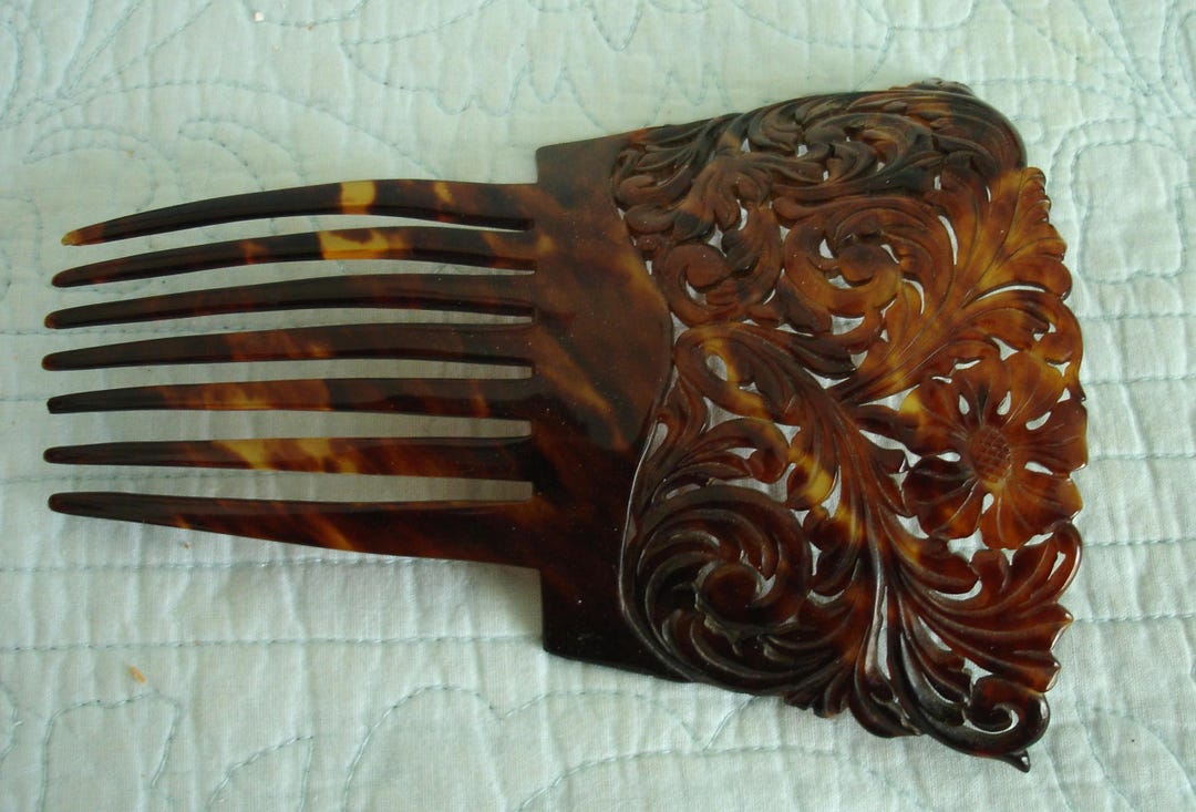 Large Tortoise Shell Hair Comb, Victorian, Celluloid, Brown - Etsy