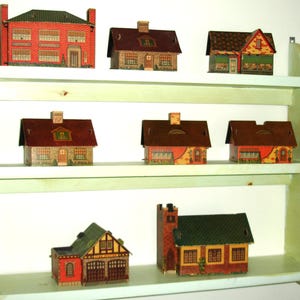 Built-Rite Cardboard Houses (8) HO Village Toy Train Accessories WW11 Era