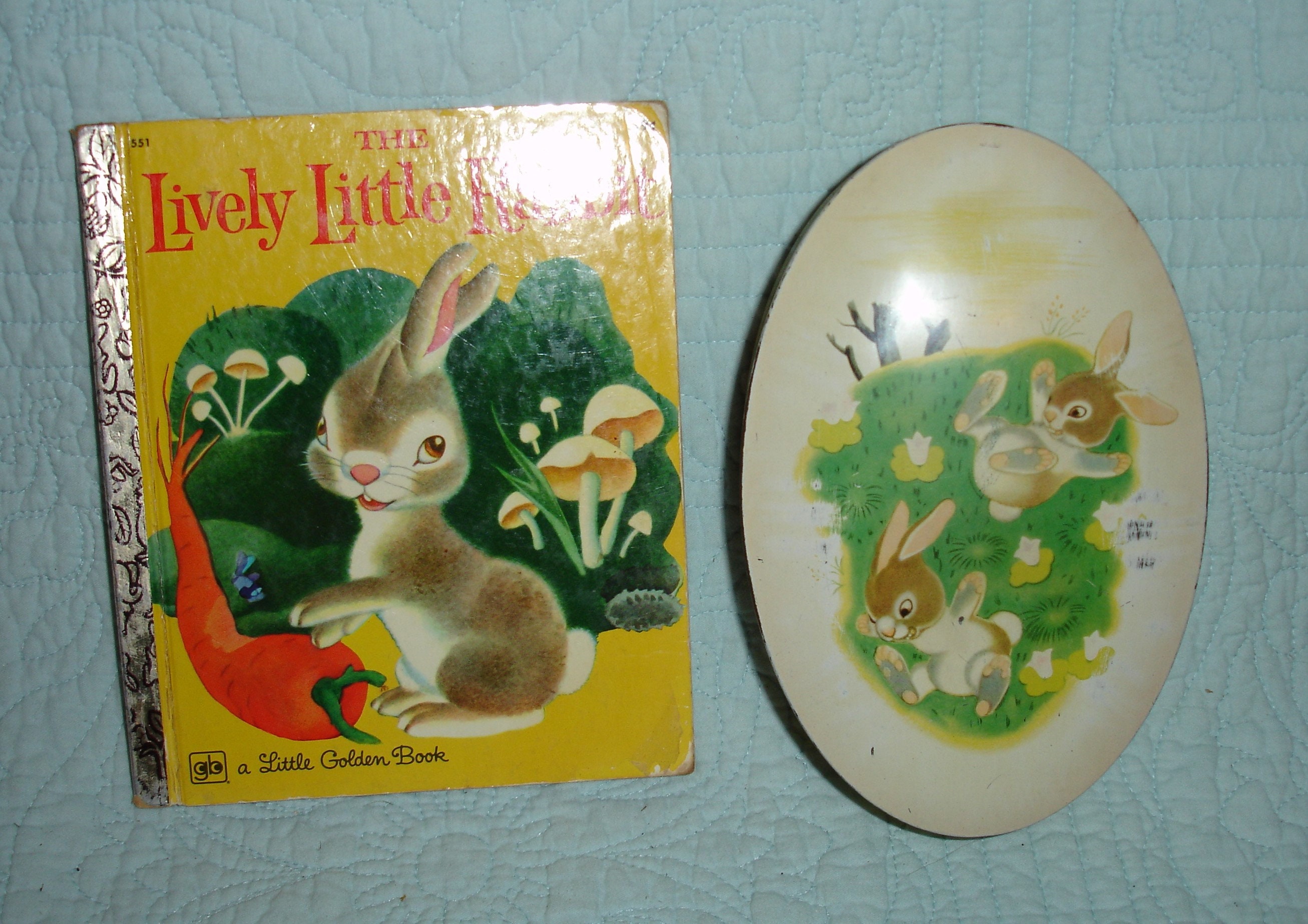 RARE 1943 Little Golden Book Tin With Lithographed Scenes of lively Little  Rabbit, Made by the Metal Box Co Mansfield, England 