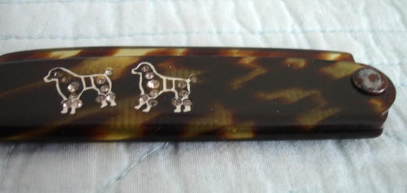 Tortoise Shell Celluloid Folding Retractable Hair… - image 5