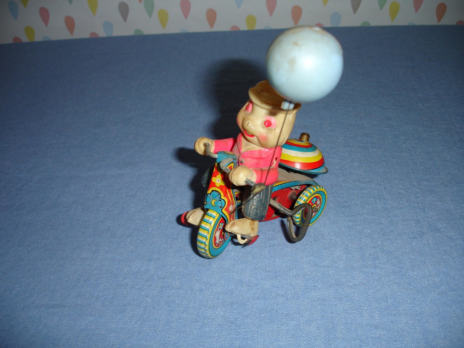 Toy Bell Cycle Rabbit 1950's Suzuki Tin Lithograph Celluloid Wind up ...