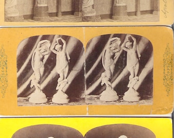 Antigo estereoscópio estereográfico ver cartões estátuas famosas estatuárias europa lote de 9 #11