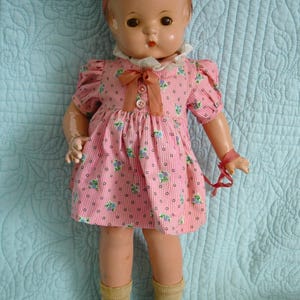 Effanbee Doll PATSY ANN 18.5” 1929 All Composition Antique Doll patent # 1283558 with Exceptional Dress, molded hair and brown sleep eyes