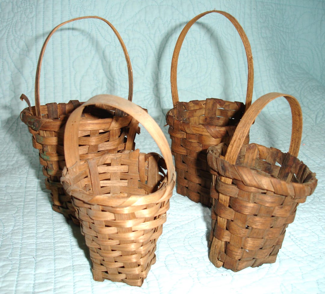 RARE Antique Primitive BERRY BASKETS (4) New England Dark Patina B3 - Etsy