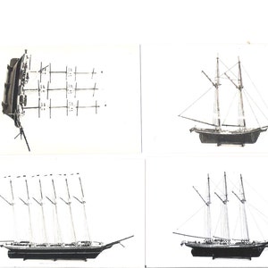 Vintage Postcard of Sailing Ship, Eight (8) Model Ship Postcards  S107