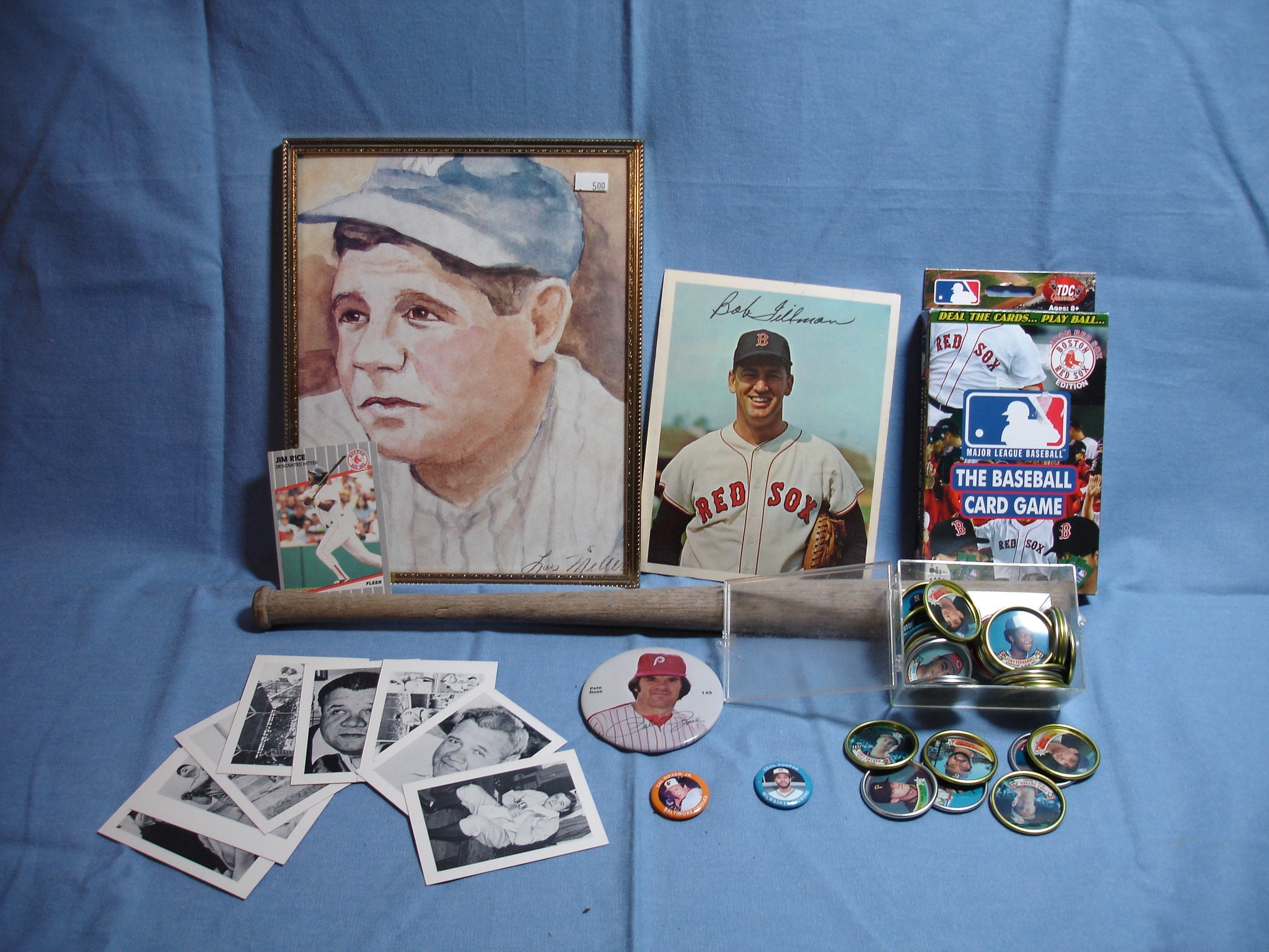Baseball Collection: Vintage Painting of Babe Ruth, Mini Bat, Topps ...