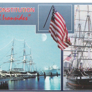 Vintage Postcard, Sailing Ship,U.S.S. Constitution “Old Ironsides”, Navy Yard, Boston, MA   S26