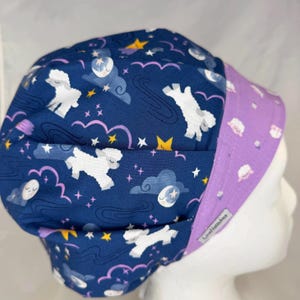 Surgical Cap for Women, Bouffant Style Scrub Hat for Long Hair, Adjustable, Counting Sheep