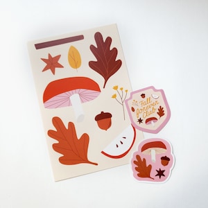 Fall Sticker and Postcard Print Stationery Set | Fall Themed | Two Vinyl Stickers + One Postcard Print