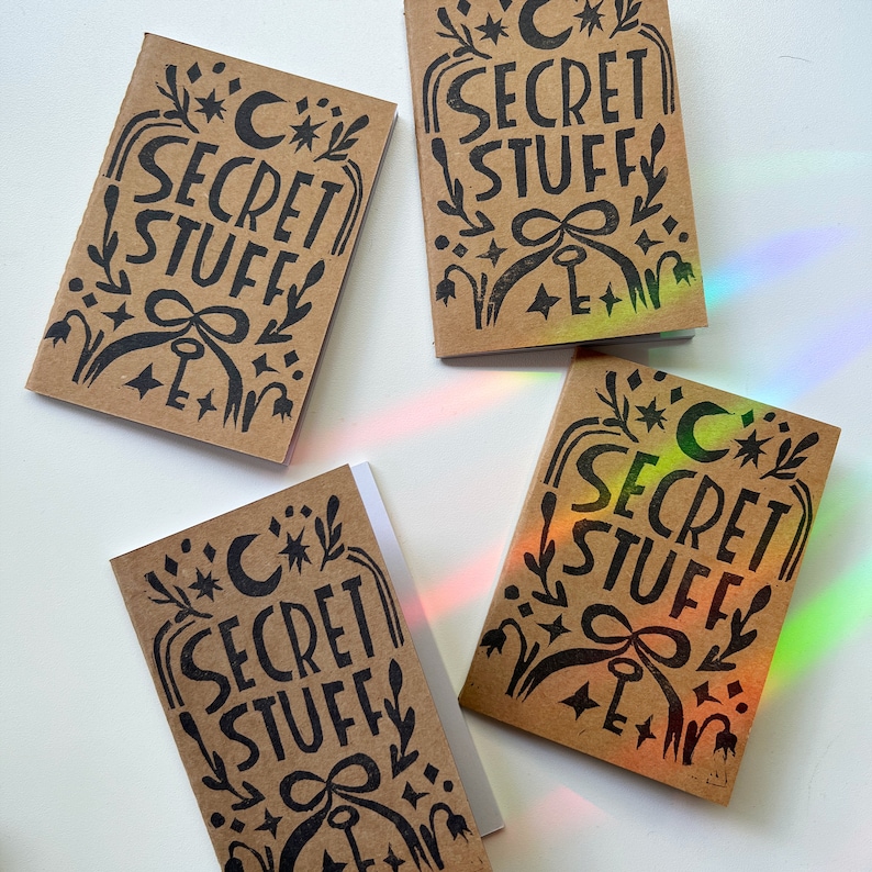 Pocket Notebook Journal - Lined - Hand Stamped - Secret Stuff - 3.5 X 5 ...