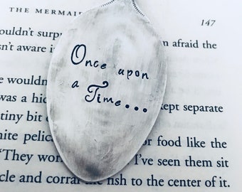 Once Upon a Time Vintage Spoon Bookmark - Bookworm - Graduation - Back to School - Gift - Stocking Stuffer - Silverplate - Funny - Christmas