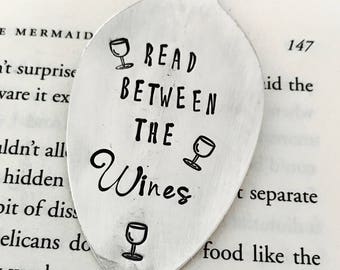 Read Between the Wines vintage spoon bookmark, Wine Club, Girlfriend Gift, Wine Gift, Book Club Gift, Stocking Stuffer, Christmas wine gift