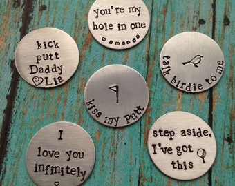 Set of 4 Personalized Magnetic Golf Ball Markers - Golfer Gift - Best Dad Ever - Father's Day - Groomsmen Gifts - Dad - Daddy - Golfing Gift