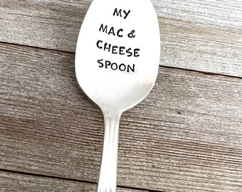 Mac & Cheese Vintage Silver plated Spoon, Gift for Teen, Teen Gift, Funny Gift, READY TO SHIP, White Elephant gift, girlfriend boyfriend