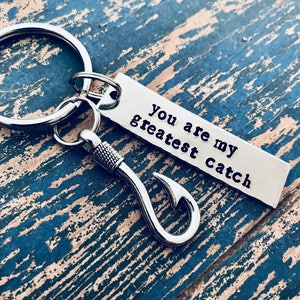 You are my greatest catch Keychain with Hook Charm, Boyfriend Gift, My Best Catch, READY TO SHIP, greatest catch key ring, fishing gift image 3