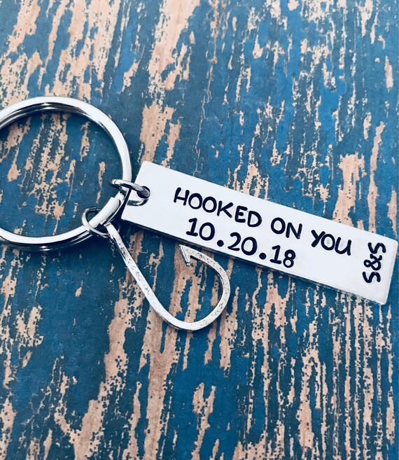 Hooked on You Custom Key Ring with Hook Charm Personalized Etsy