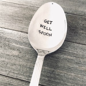 Get Well Spoon Vintage Silver plated Teaspoon, get well gift, get well soon, custom spoon, engraved spoon