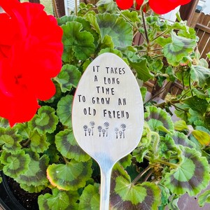 It takes a long time to grow an old friend, plant marker, plant stake, garden marker, plant gift, friend gift, garden gift bild 6
