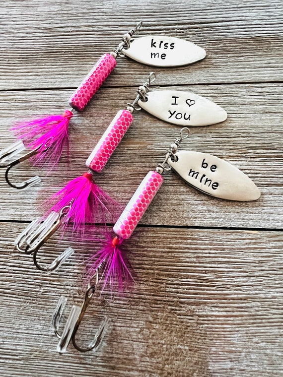 Fishing Lure Conversation Hearts SET OF 3 Valentine's Day