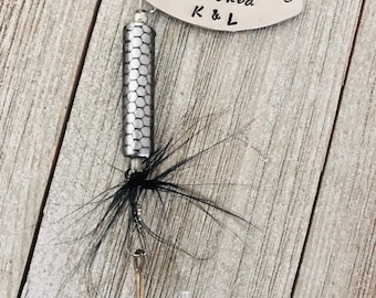 TODAY show feature You've Got Me Hooked Fishing Lure Hand Stamped with Initial Option - Boyfriend Gift - Engagement - Wedding - Valentine's