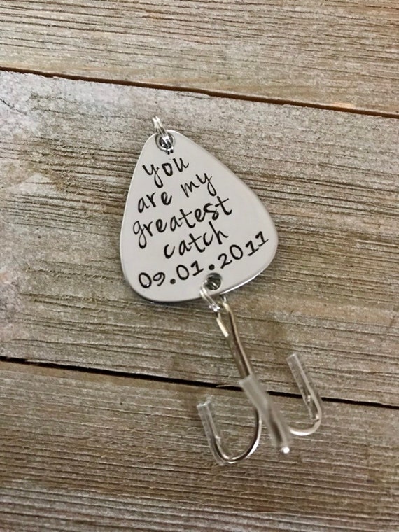 You Are My Greatest Catch Fishing Lure Hand Stamped With Date Option,  Hooked on You Lure, Valentine's Fishing Lure, Wedding Fishing Lure -   Australia