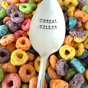 Cereal Killer Vintage Silver Plated Teaspoon or Tablespoon, READY TO SHIP, funny gift, white elephant, stocking stuffer, teen gift