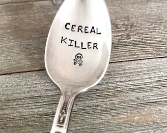 Cereal Killer Vintage Silver plated Spoon, Gift for Teen, Teen Gift, Funny Gift, READY TO SHIP, White Elephant gift, cereal gift