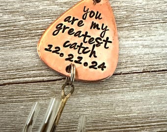 You are my greatest catch personalized fishing lure, Valentine's Day, wedding gift for groom, custom engraved lure