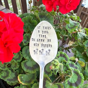 It takes a long time to grow an old friend, plant marker, plant stake, garden marker, plant gift, friend gift, garden gift bild 7
